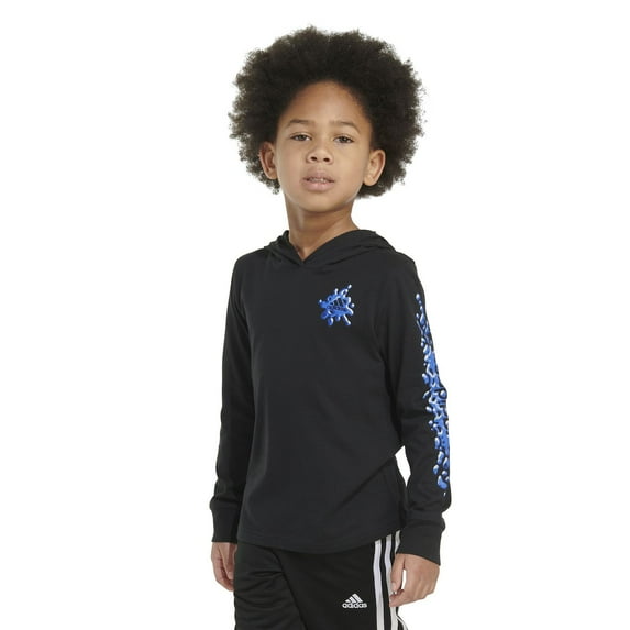 Boys 4-7 adidas Sport Hooded Long Sleeve Tee Color: Black Size: 6