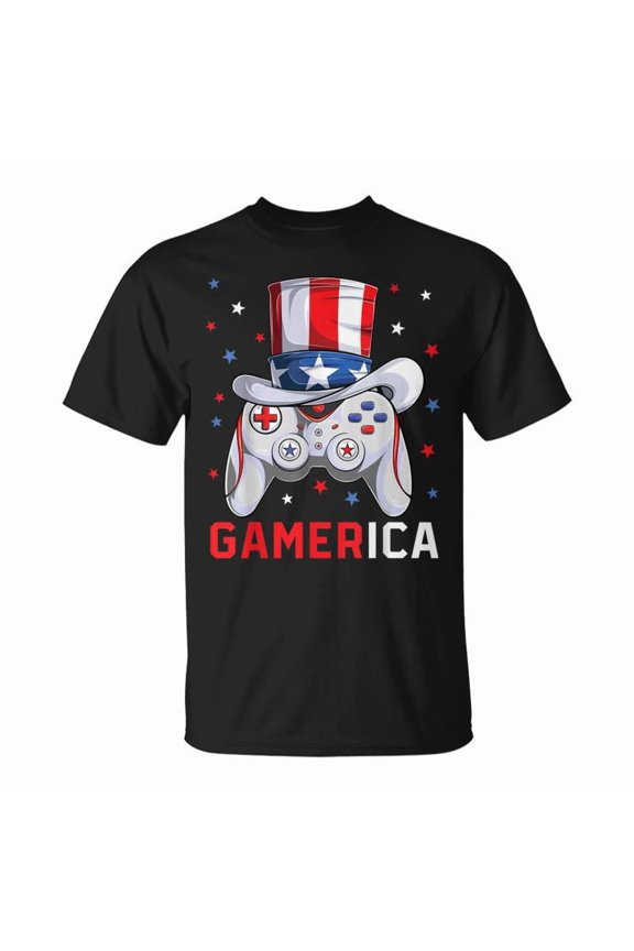 Boys 4Th Of July Video Game American Flag Uncle Sam Gamer V2 TShirt