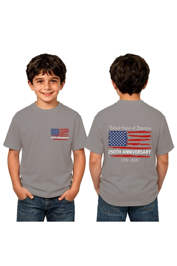 Boys 4th Of July Shirt Classic Regular Fit Independence Day T-Shirt Breathable Soft Print Short Sleeve Tee Grey 3-4 Years