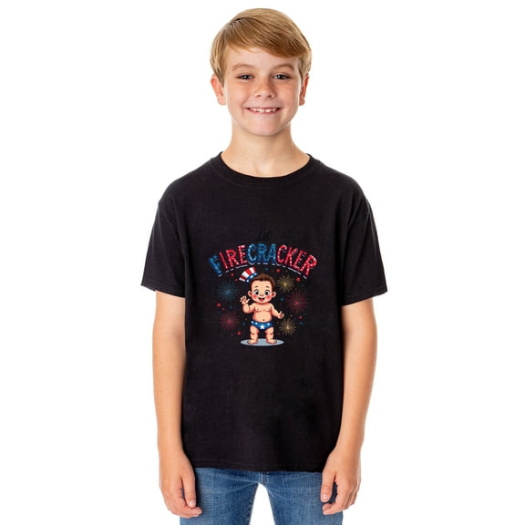 Lil' Firecracker Boys' Festive Fourth of July Tee Parody Short-Sleeve Funny T-Shirt