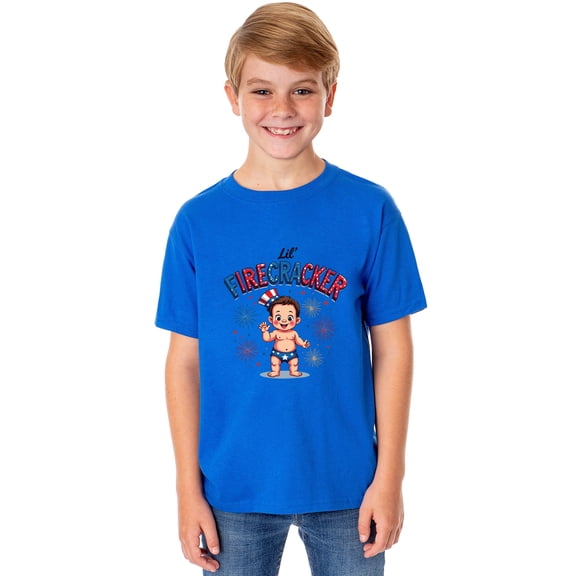 Lil' Firecracker Boys' Festive Fourth of July Tee Parody Short-Sleeve Funny T-Shirt