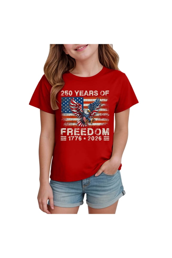 Boys 4th of July Shirt for Kids Toddler Girls USA T-Shirts American Flag Patriotic Tee 1-14Y Boys Shirts