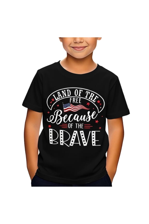 Boys’ 4th of July Shirts, Independence Day Patriotic Slogan Print Casual Kids Top