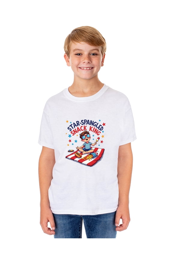 Star-Spangled Snack King Boys' 4th of July Short-Sleeve Parody Funny T-Shirt