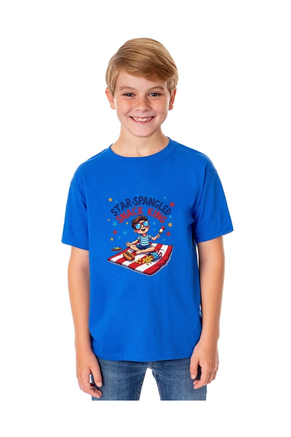 Star-Spangled Snack King Boys' 4th of July Short-Sleeve Parody Funny T-Shirt