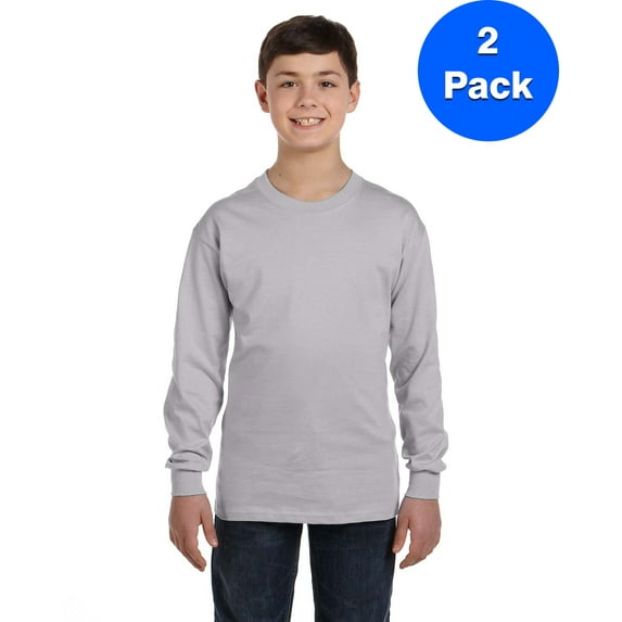 Boys 5.3 oz. Heavy Cotton Long-Sleeve T-Shirt 2 Pack