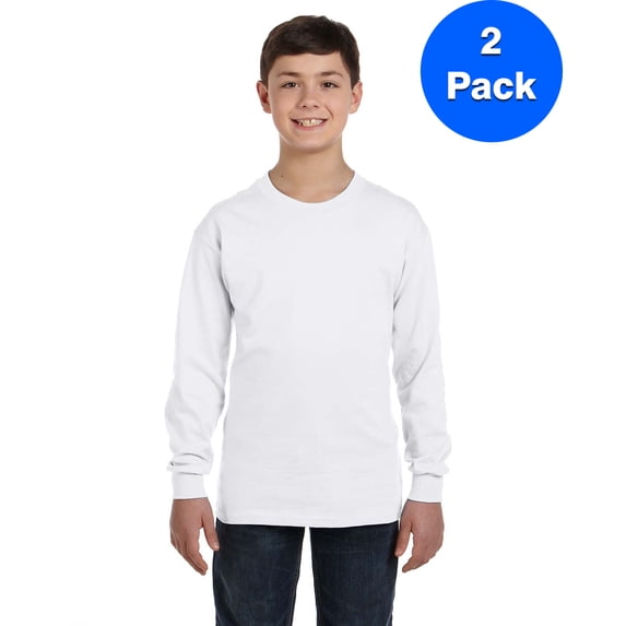 Boys 5.3 oz. Heavy Cotton Long-Sleeve T-Shirt 2 Pack