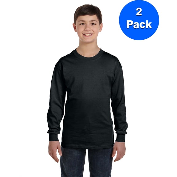Boys 5.3 oz. Heavy Cotton Long-Sleeve T-Shirt 2 Pack