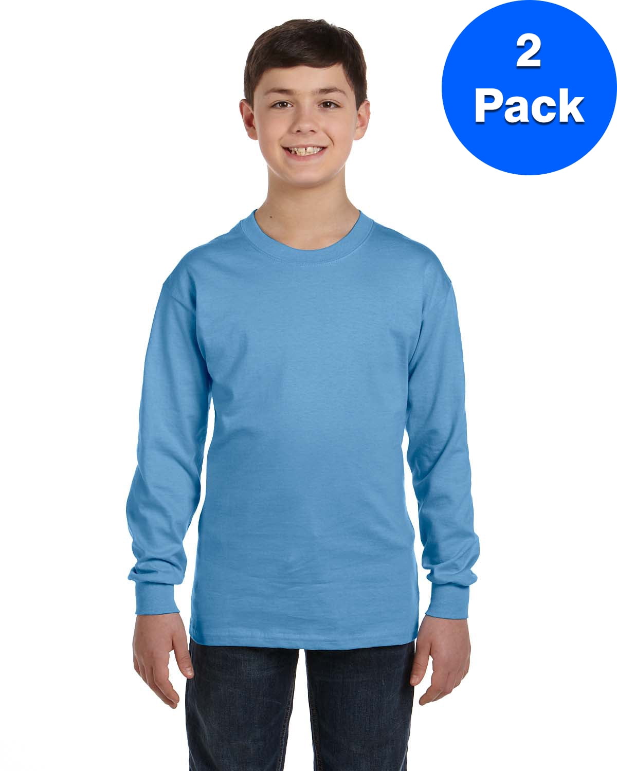 Boys 5.3 oz. Heavy Cotton Long-Sleeve T-Shirt 2 Pack