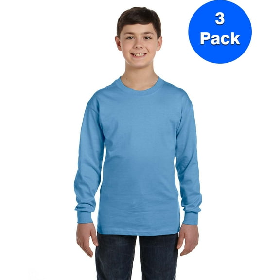 Boys 5.3 oz. Heavy Cotton Long-Sleeve T-Shirt 3 Pack