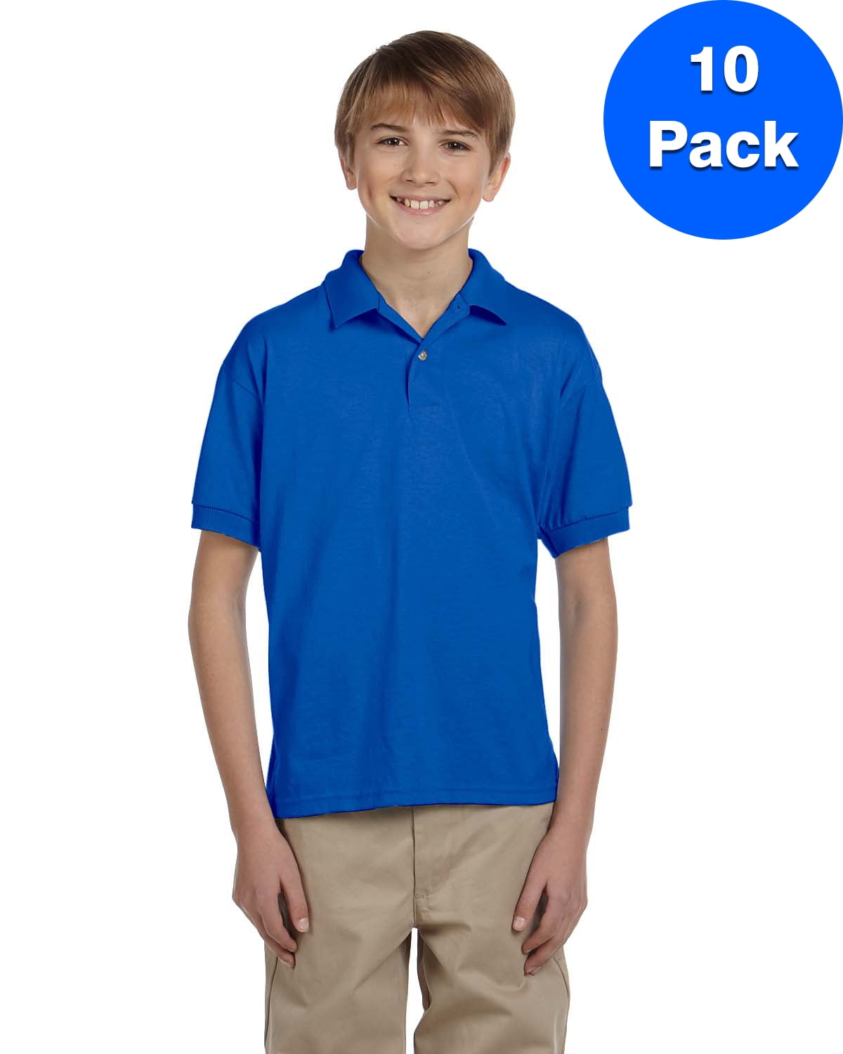 Boys 5.6 oz. DryBlend 50/50 Jersey Polo 10 Pack