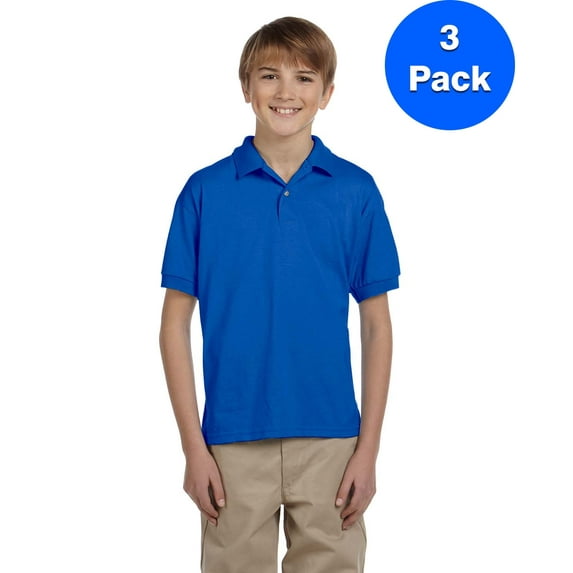 Boys 5.6 oz. DryBlend 50/50 Jersey Polo 3 Pack