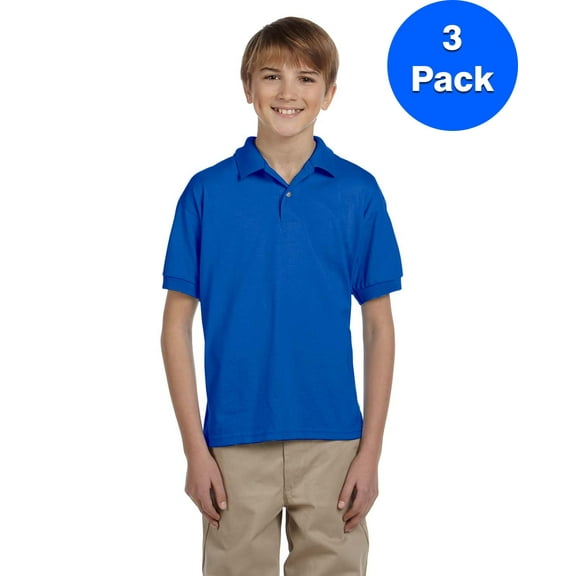 Boys 5.6 oz. DryBlend 50/50 Jersey Polo 3 Pack