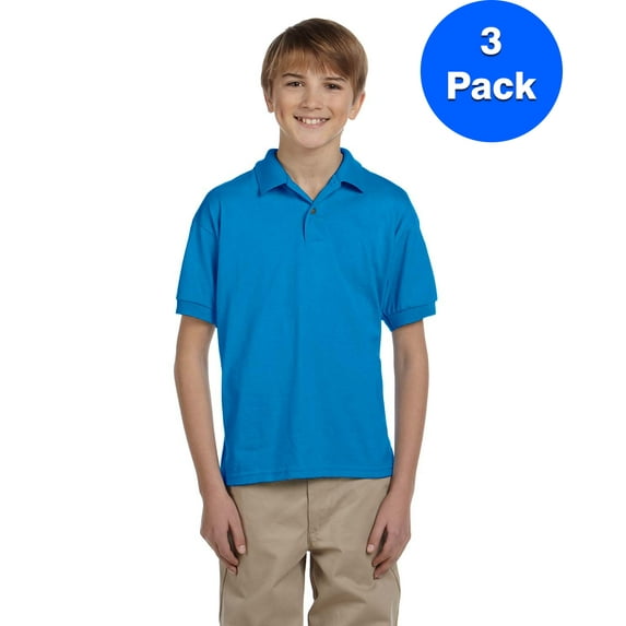 Boys 5.6 oz. DryBlend 50/50 Jersey Polo 3 Pack