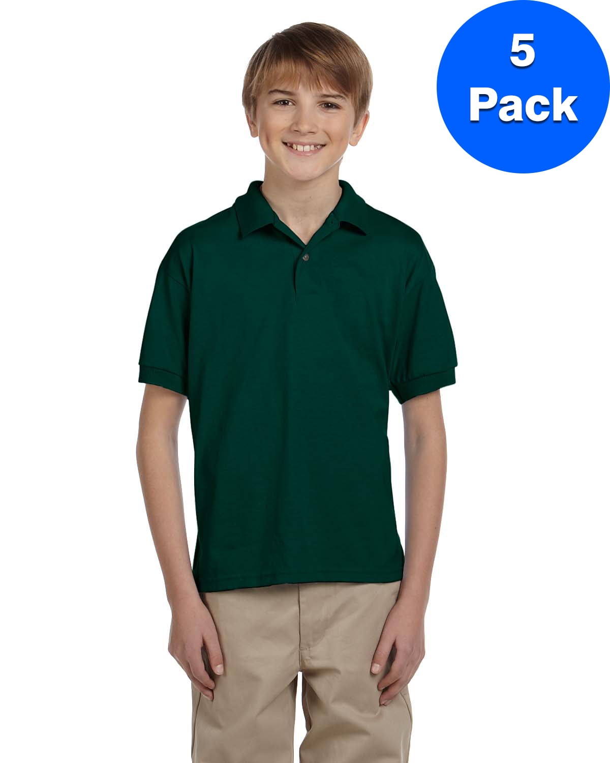 Boys 5.6 oz. DryBlend 50/50 Jersey Polo 5 Pack