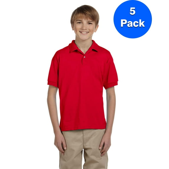 Boys 5.6 oz. DryBlend 50/50 Jersey Polo 5 Pack