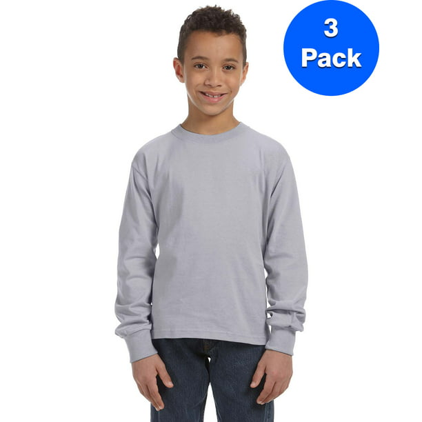 Boys 5 oz. HD Long-Sleeve T-Shirt 4930B (3 PACK) - Walmart.com