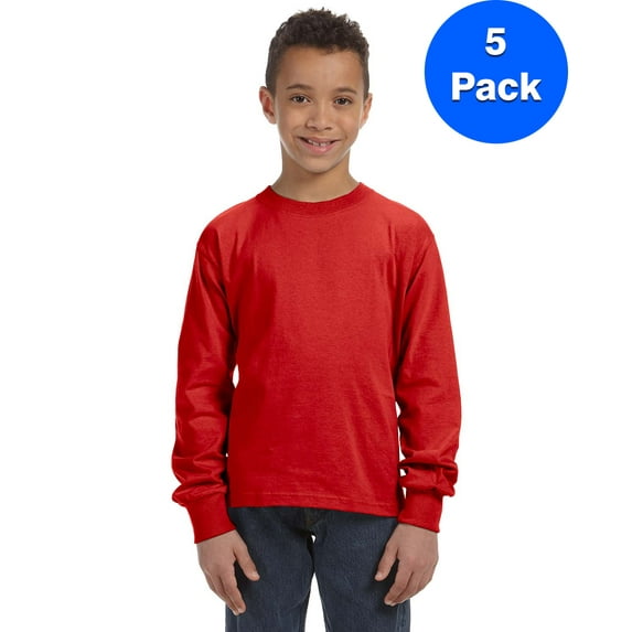 Boys 5 oz. HD Long-Sleeve T-Shirt 4930B (5 PACK)