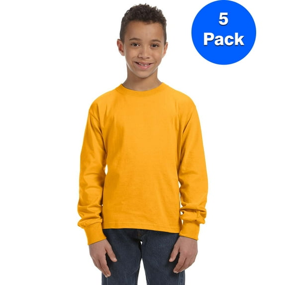 Boys 5 oz. HD Long-Sleeve T-Shirt 4930B (5 PACK)