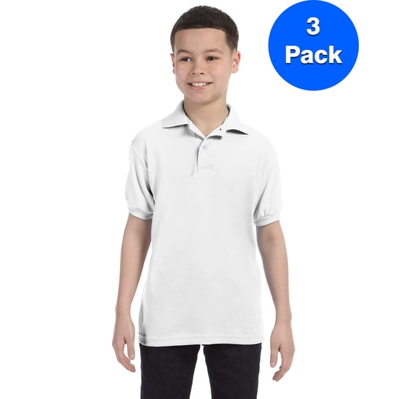 Boys 50/50 ComfortBlend EcoSmart Jersey Knit Polo 054Y (3 PACK)