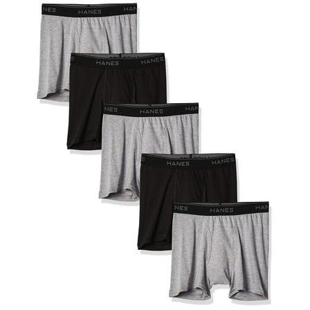 Hanes Ultimate Boys 5-Pack Boxer Briefs Medium Grey/Black Assorted