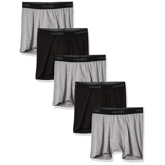 Hanes Ultimate Boys 5-Pack Boxer Briefs Medium Grey/Black Assorted