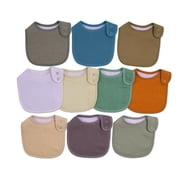 Boys 10-Pack Cotton Muslin Drooling Bibs with Adjustable Snaps