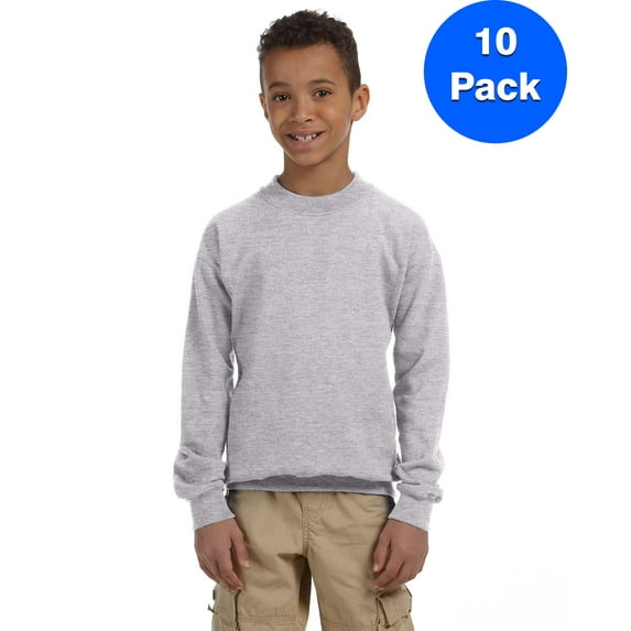 Boys 7.75 oz. Heavy Blend? 50/50 Fleece Crew 10 Pack