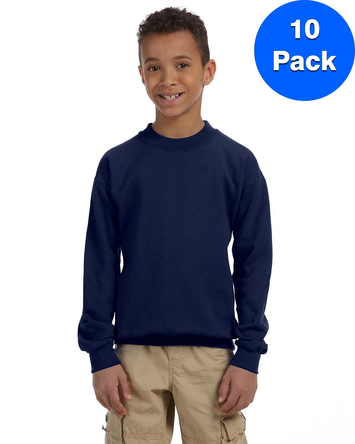 Boys 7.75 oz. Heavy Blend? 50/50 Fleece Crew 10 Pack