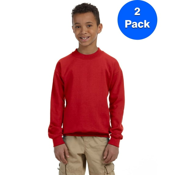 Boys 7.75 oz. Heavy Blend? 50/50 Fleece Crew 2 Pack