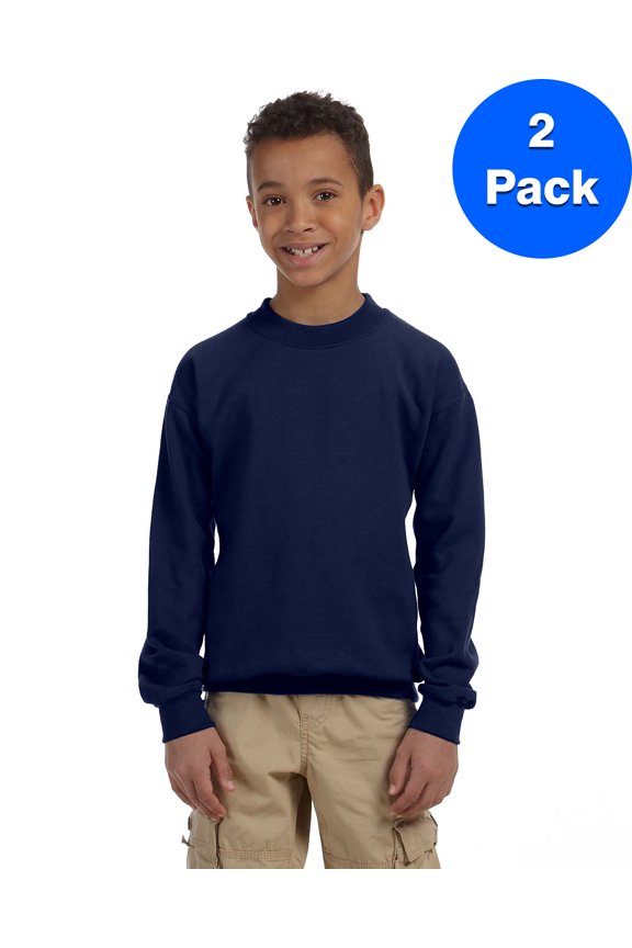 Boys 7.75 oz. Heavy Blend? 50/50 Fleece Crew 2 Pack
