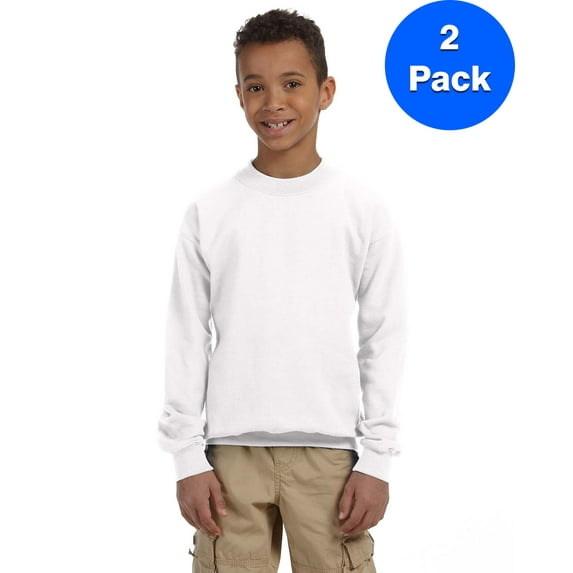 Boys 7.75 oz. Heavy Blend? 50/50 Fleece Crew 2 Pack