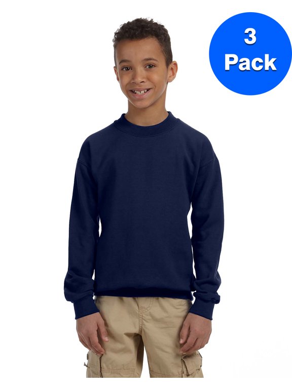 Boys 7.75 oz. Heavy Blend? 50/50 Fleece Crew 3 Pack