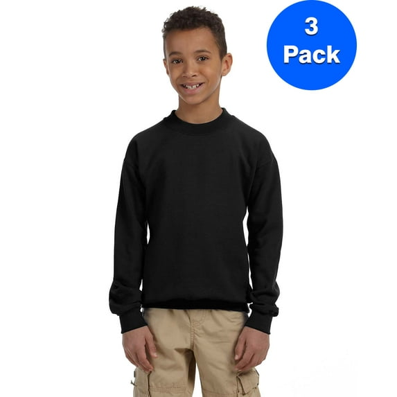 Boys 7.75 oz. Heavy Blend? 50/50 Fleece Crew 3 Pack