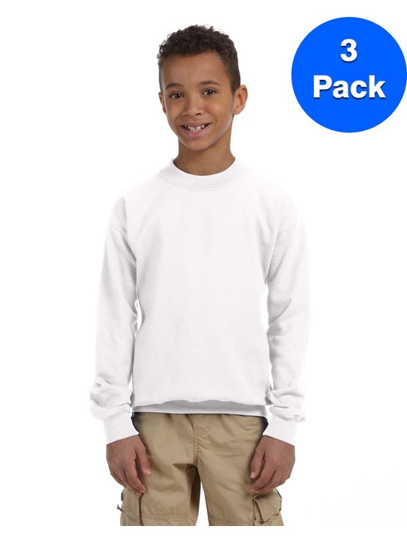 Boys 7.75 oz. Heavy Blend? 50/50 Fleece Crew 3 Pack