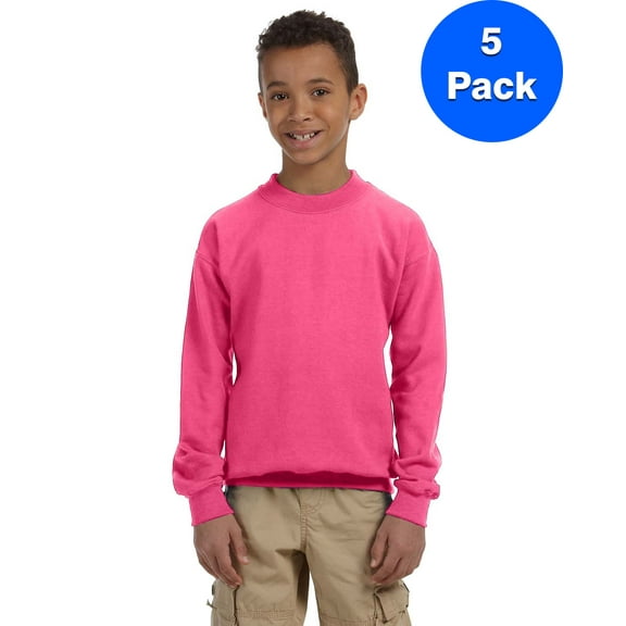 Boys 7.75 oz. Heavy Blend? 50/50 Fleece Crew 5 Pack