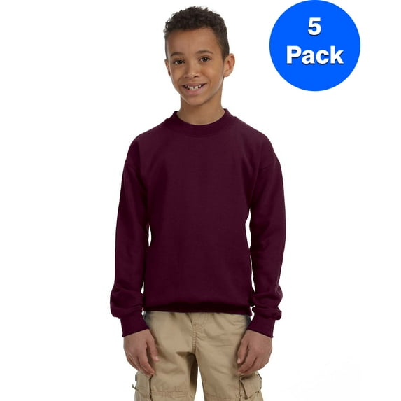Boys 7.75 oz. Heavy Blend? 50/50 Fleece Crew 5 Pack