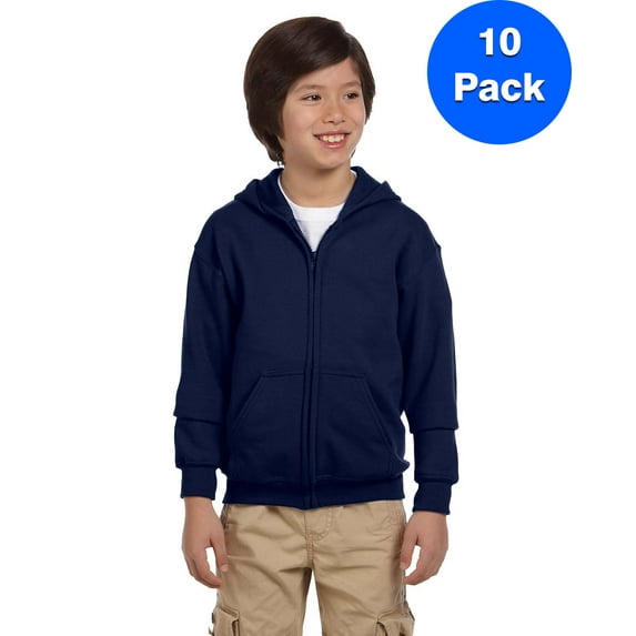Boys 7.75 oz. Heavy Blend 50/50 Full-Zip Hood 10 Pack