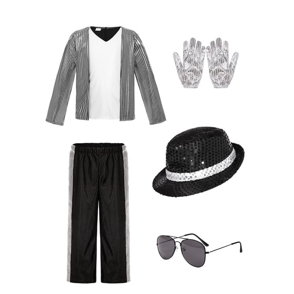 Boys 70s jacket Disco Outfits Pop 𝐂ostume for kids Dance Star Set Sweatsuits for Boys