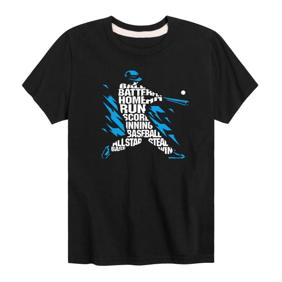 Instant Message - Baseball Batter Words - Youth Boys Short Sleeve Graphic T-Shirt