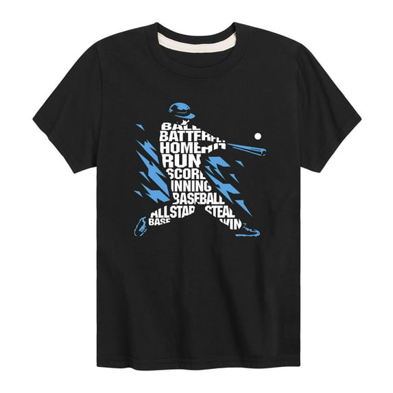 Instant Message - Baseball Batter Words - Youth Short Sleeve Graphic T-shirt