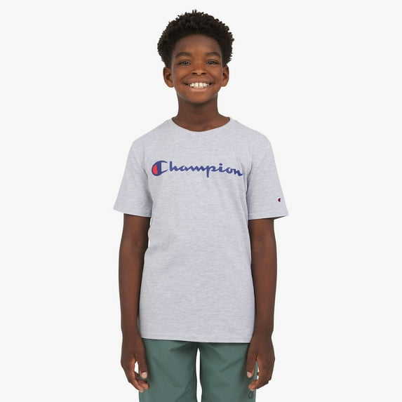 Boys 8-20 Champion® Classic Logo Signature Short Sleeve Tee Color: Grey Heather Size: LARGE