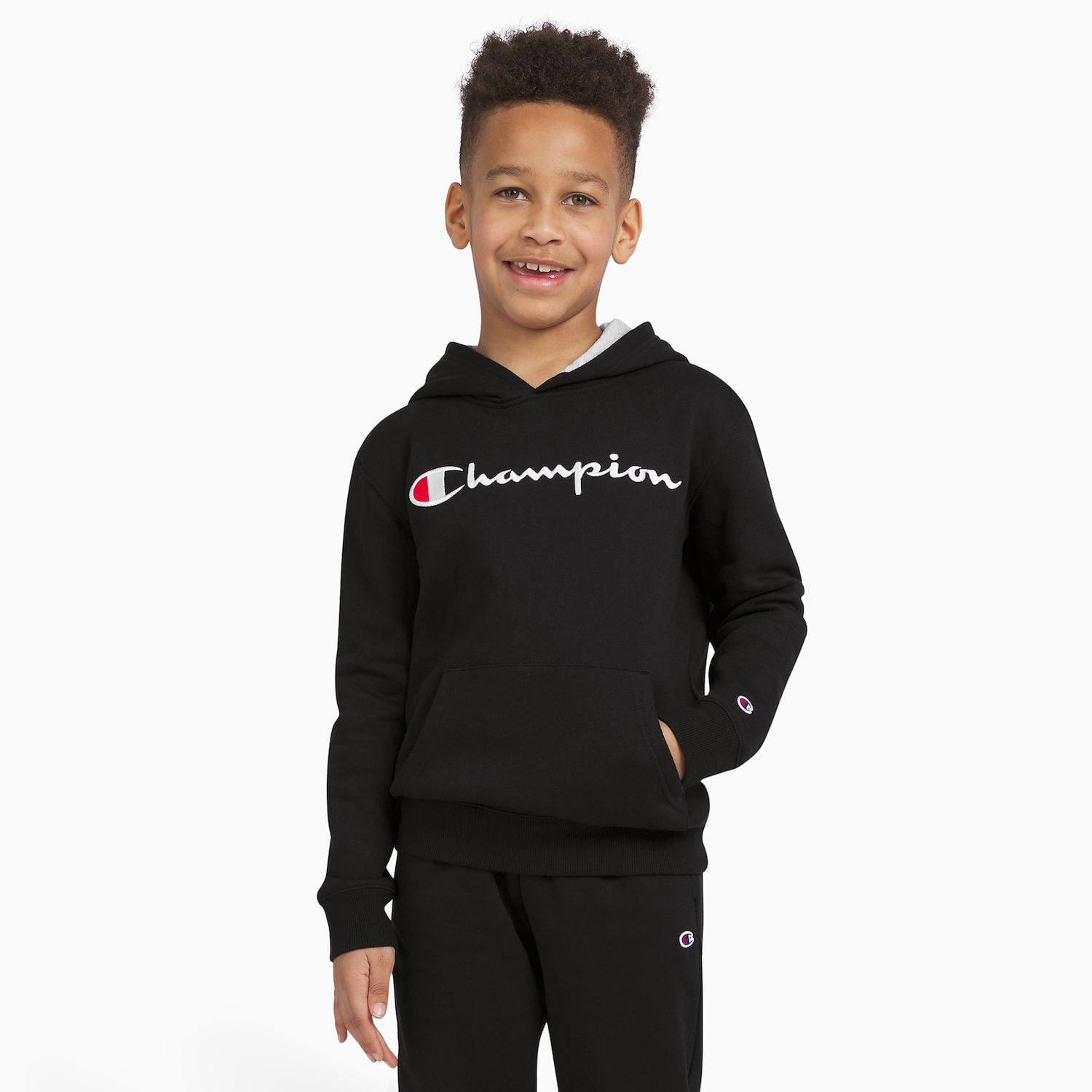 Boys 8-20 Champion® Signature Fleece Logo Pullover Hoodie Color: Black  Size: SMALL - Walmart.com