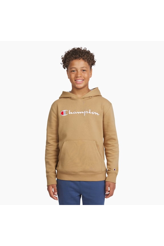 Boys 8-20 Champion® Signature Fleece Logo Pullover Hoodie Color: Khaki Size: SMALL