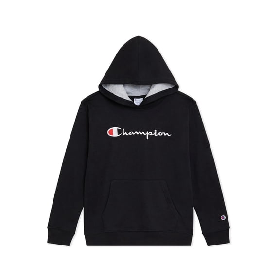 Champion Boys Signature Logo Pullover Fleece Hoodie - Black - Size Large