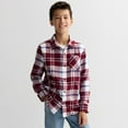 thumbnail image 1 of Boys 8-20 Hurley Long Sleeve Flannel Top Color: Maroon Size: MEDIUM, 1 of 4
