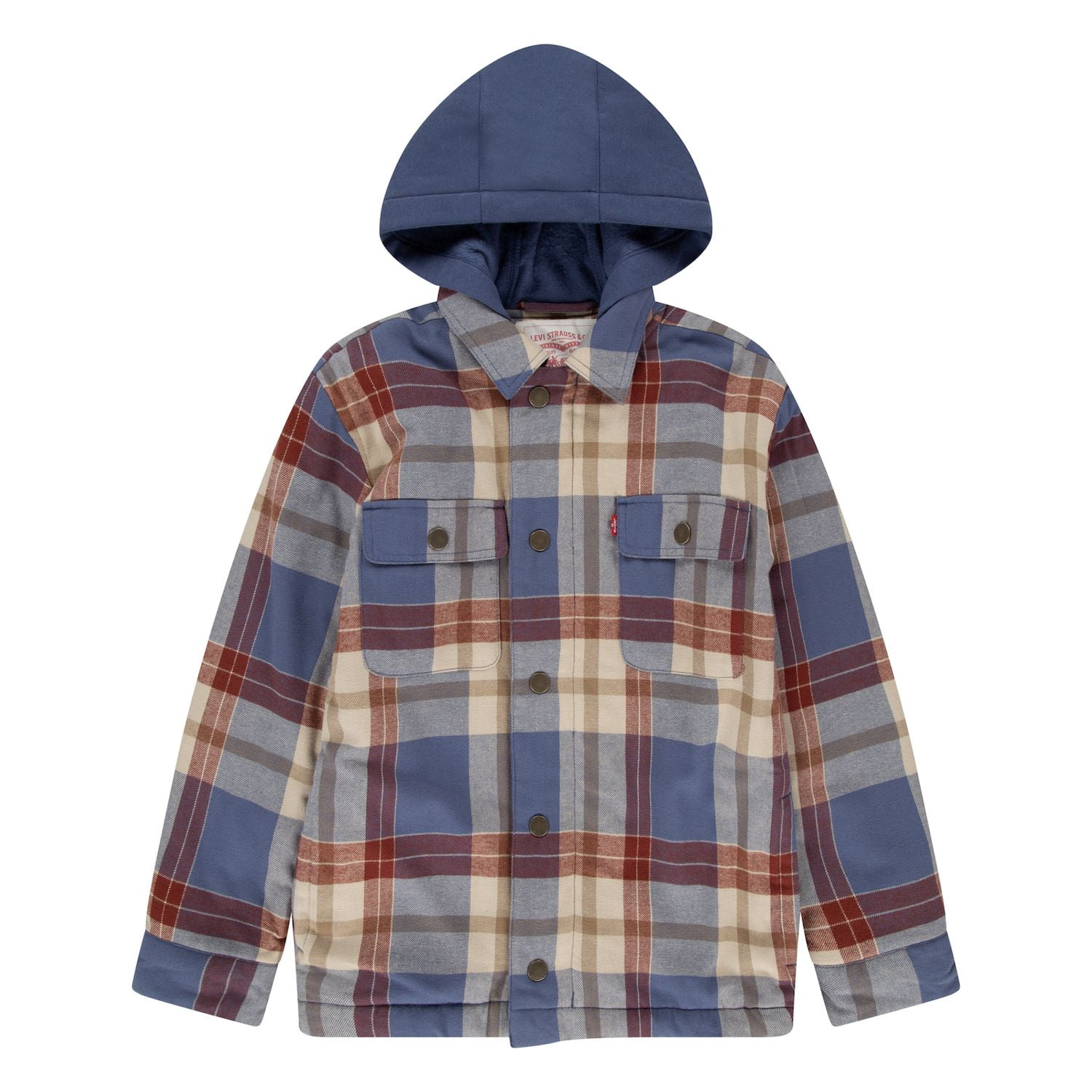 Boys Faux Shearling Lined Hooded Shacket, Sizes 8-20