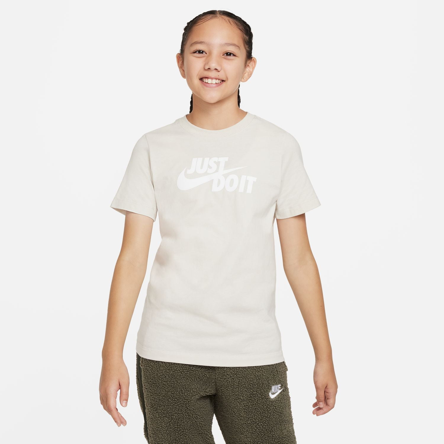 Boys 8 20 Nike Swoosh Tee Color Light Bone Size SMALL