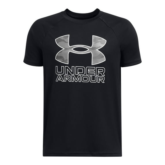 Boys 8-20 Under Armour Hybrid Print Tech Tee in Regular & Husky Color: Black Gray Size: MEDIUM