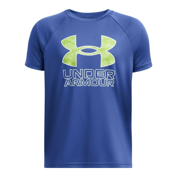 Boys 8-20 Under Armour Hybrid Print Tech Tee in Regular & Husky Color: Tech Blue Morph Green Size: SMALL